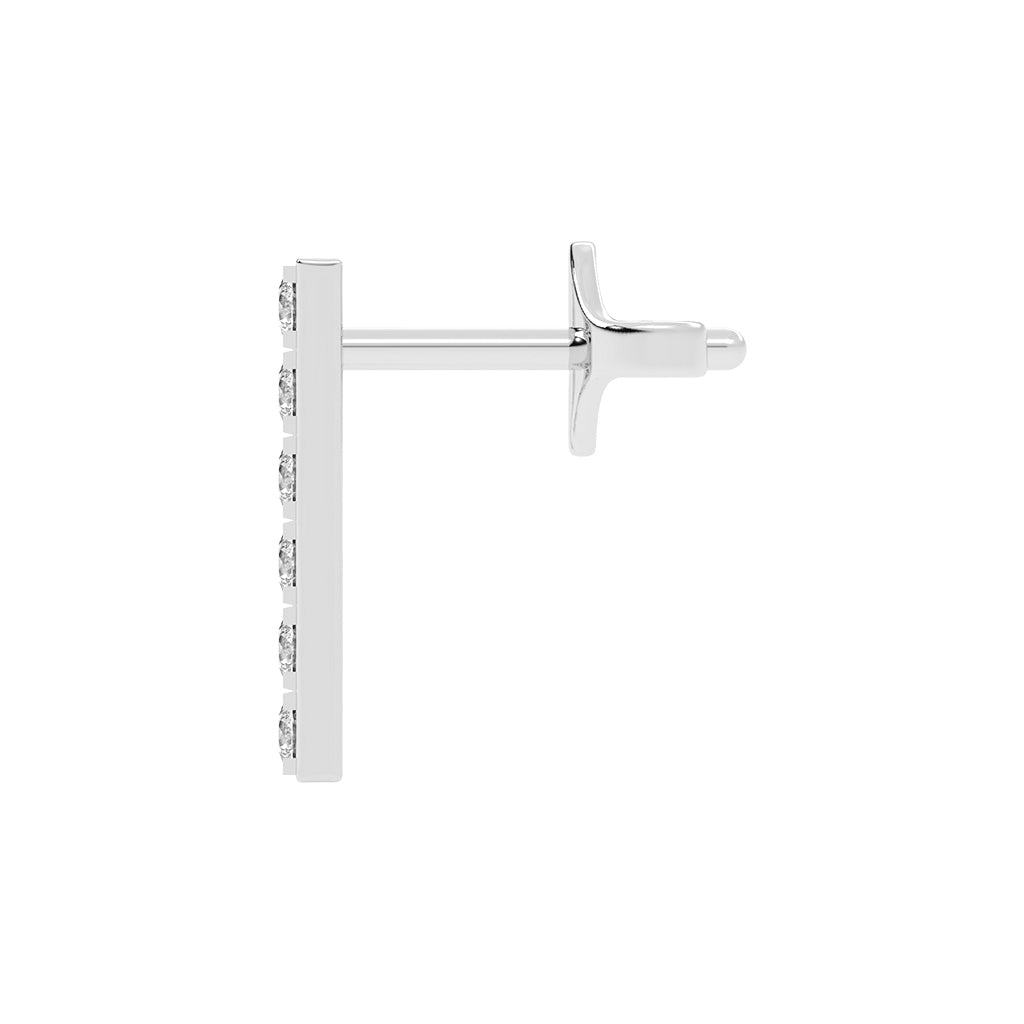 Sleek Linear Sparkle Diamond Bar Studs