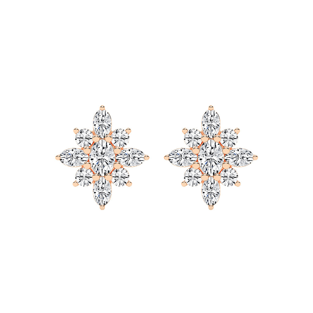Radiant Petal Burst Mixed Cut Diamond Studs