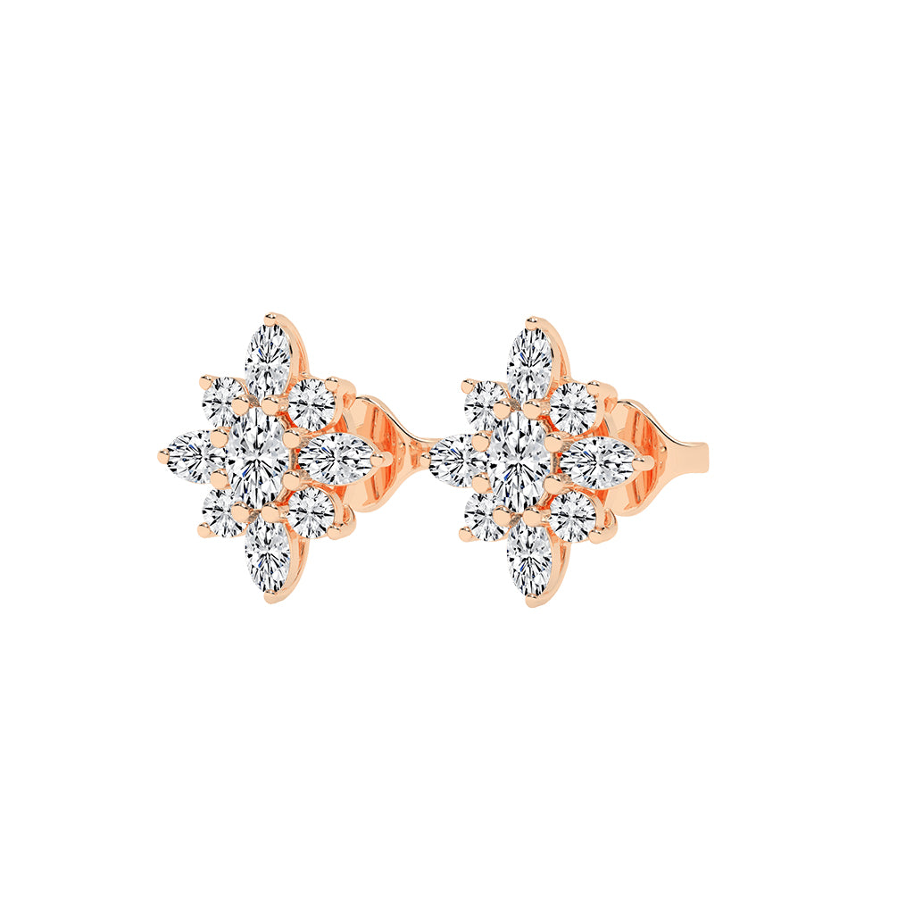Radiant Petal Burst Mixed Cut Diamond Studs