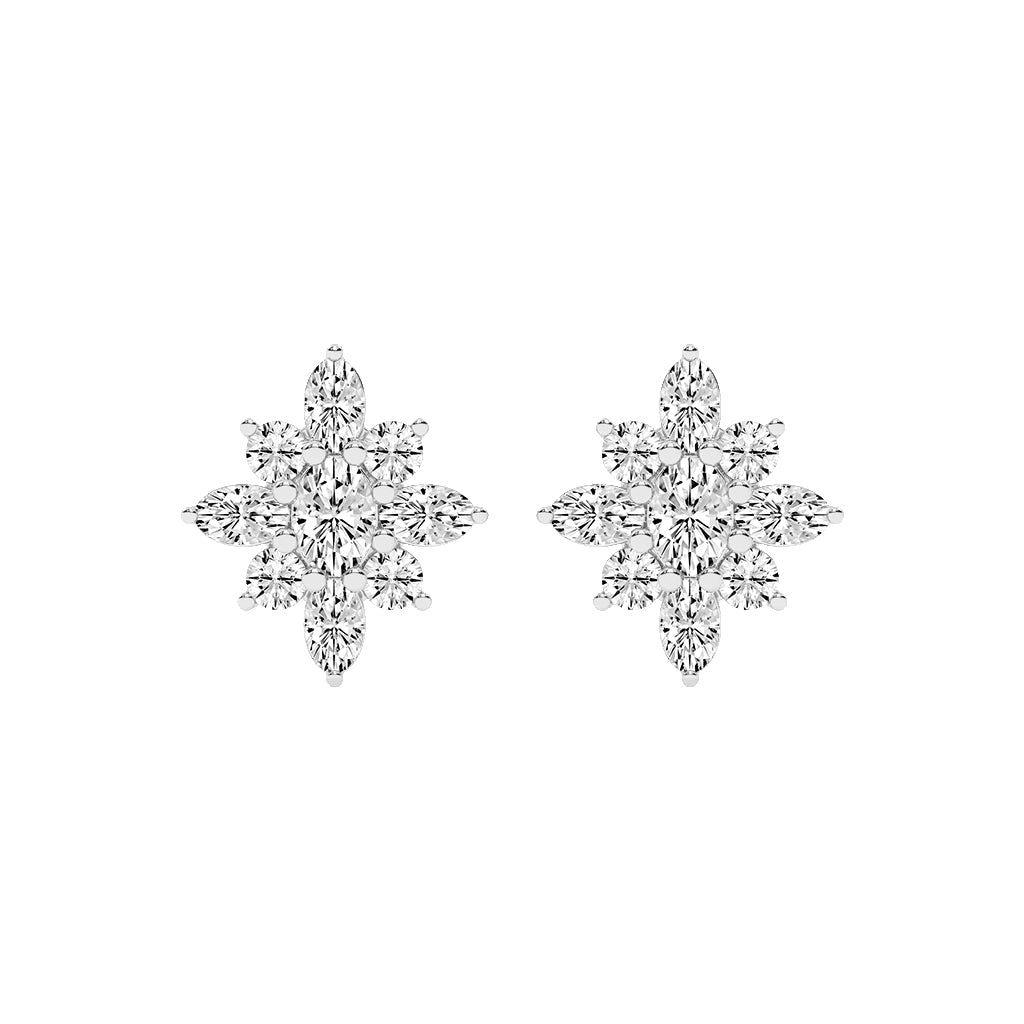 Radiant Petal Burst Mixed Cut Diamond Studs