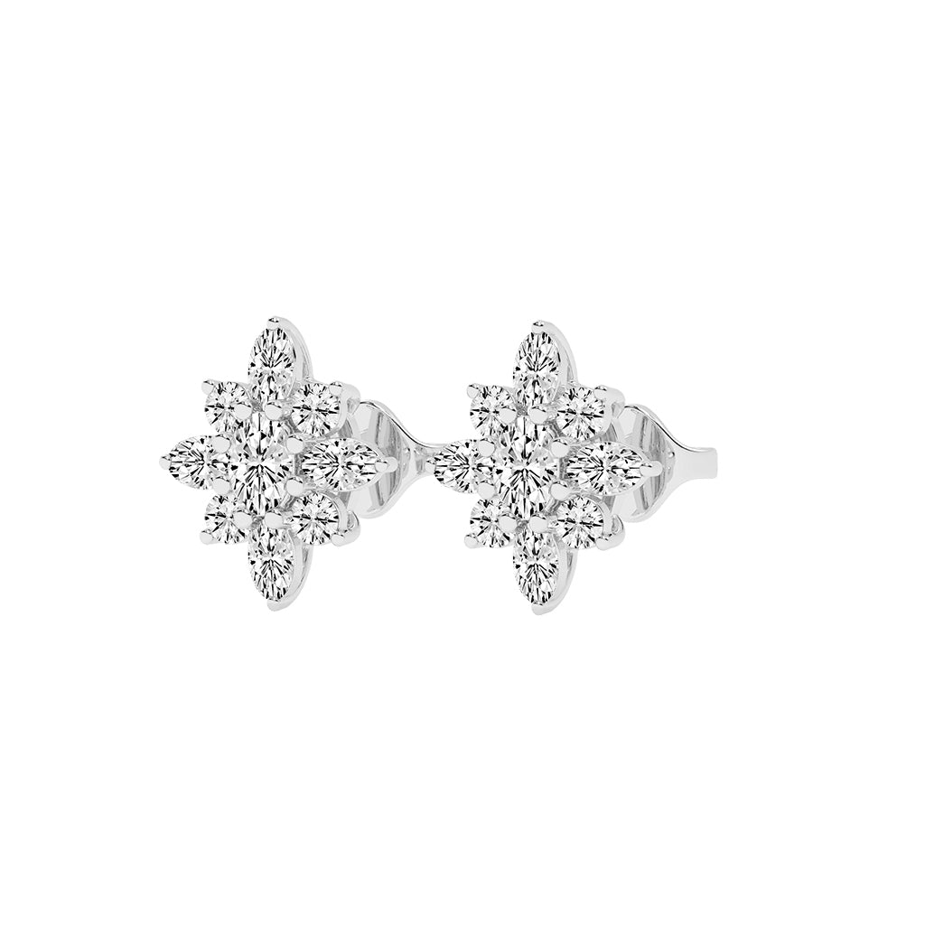 Radiant Petal Burst Mixed Cut Diamond Studs
