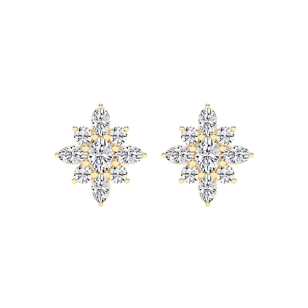 Radiant Petal Burst Mixed Cut Diamond Studs
