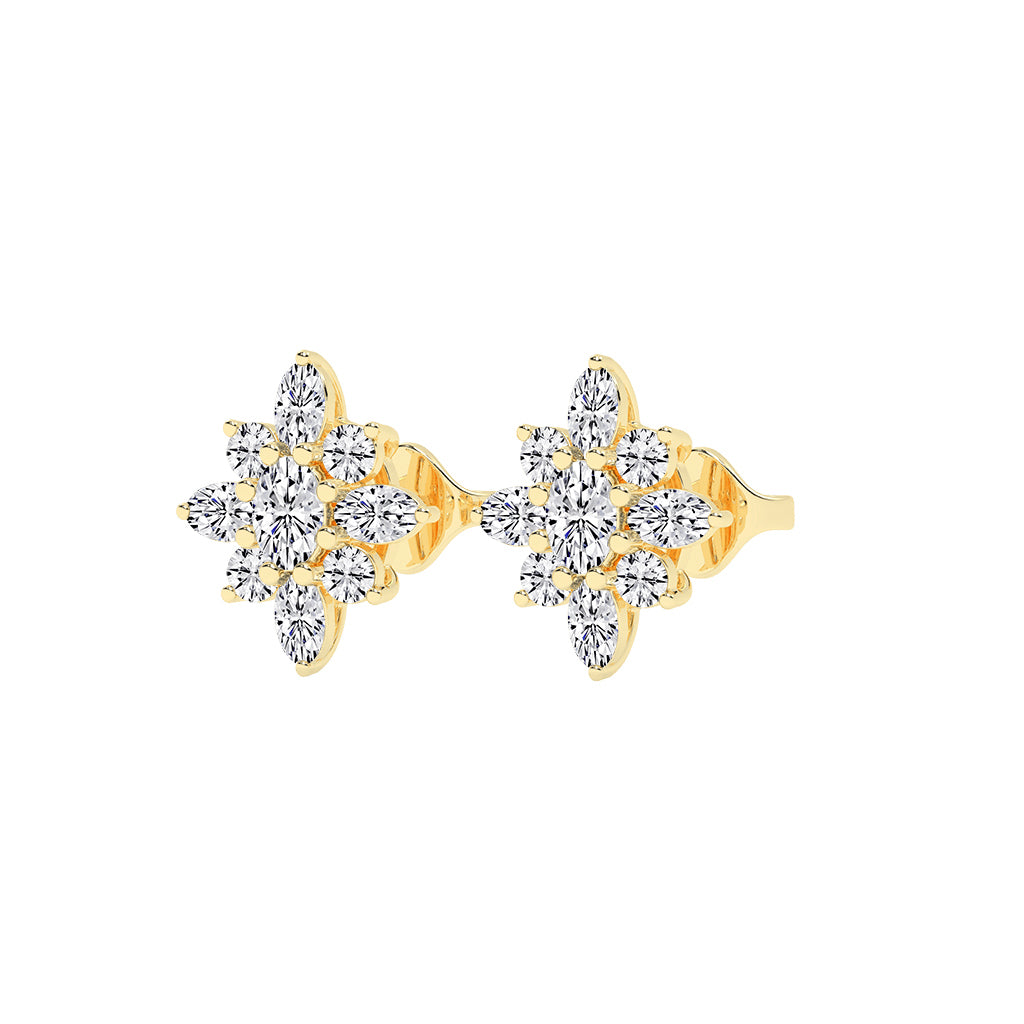 Radiant Petal Burst Mixed Cut Diamond Studs