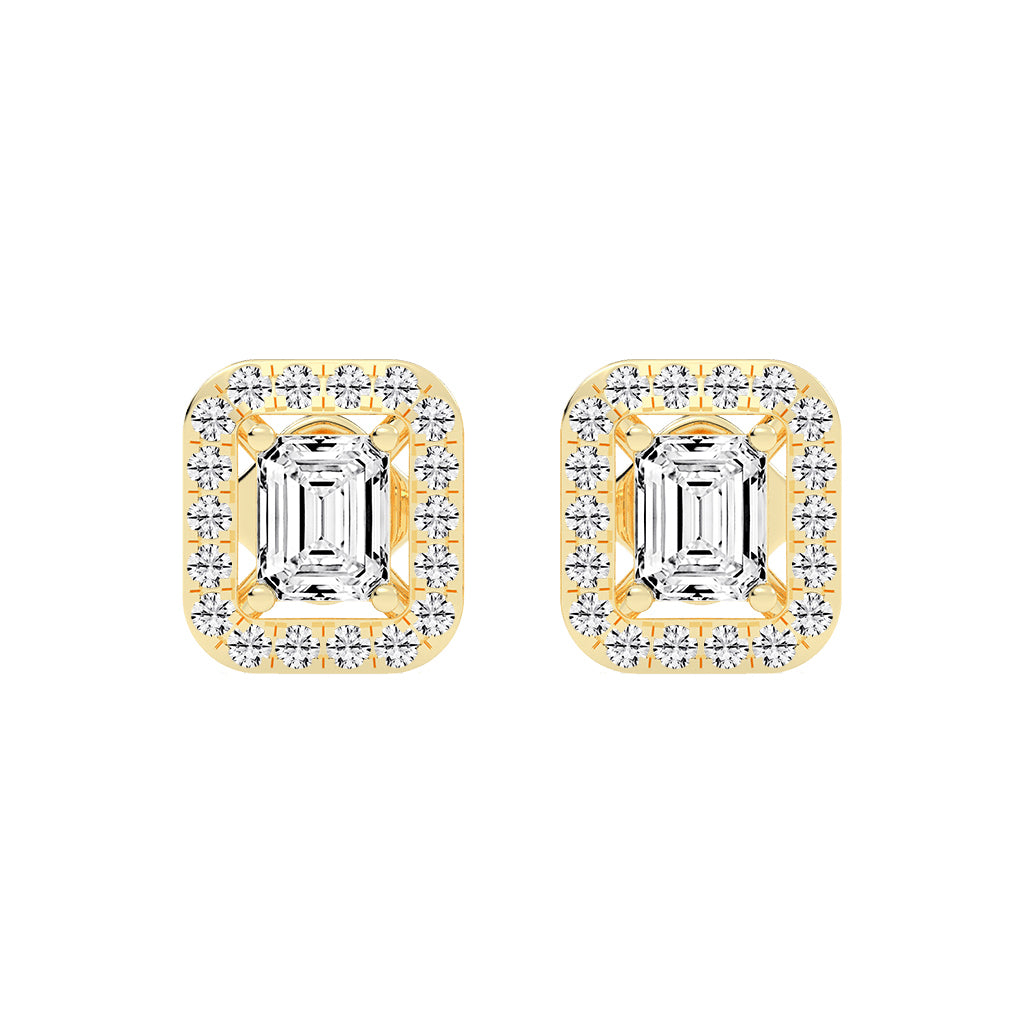 Regal Emerald Halo Diamond Studs