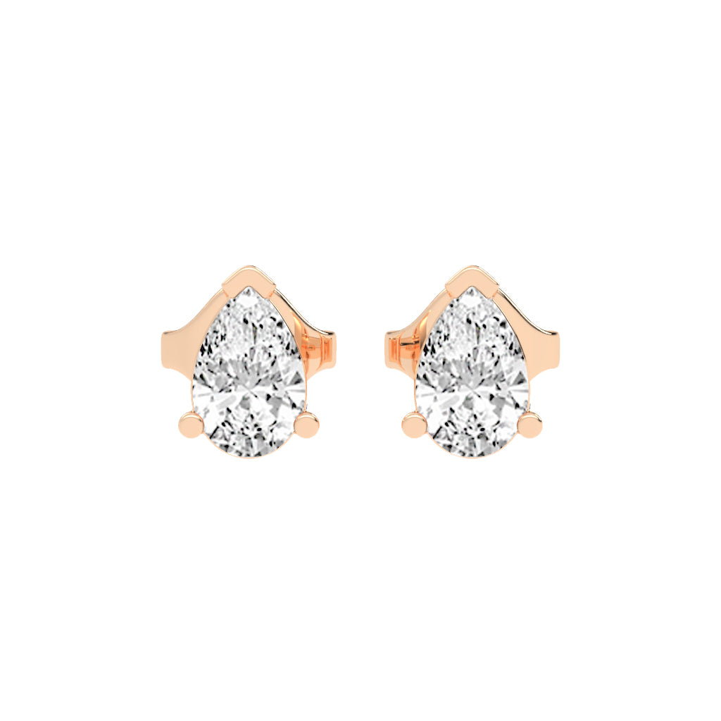 Timeless Elegance Pear Solitaire Diamond Studs