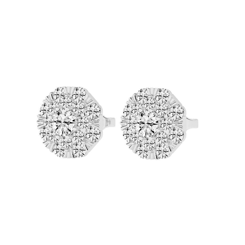 Effulgent Cluster Round Brilliant Diamond Studs