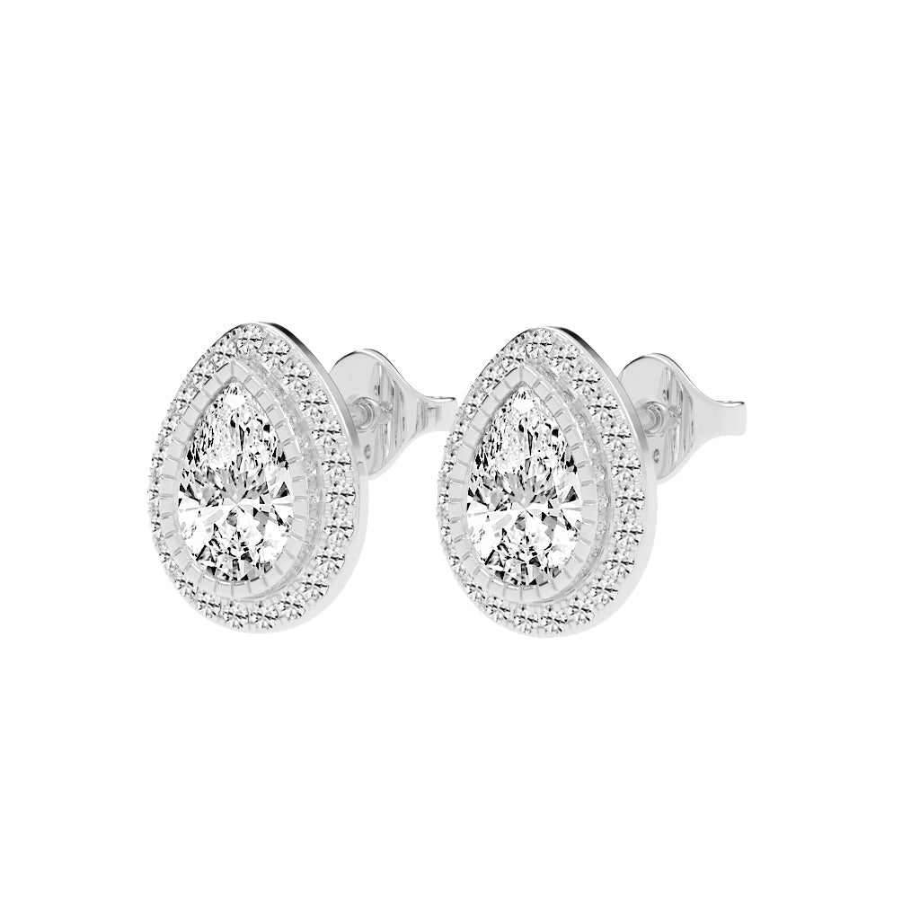 Magnificent Double Halo Pear Diamond Studs