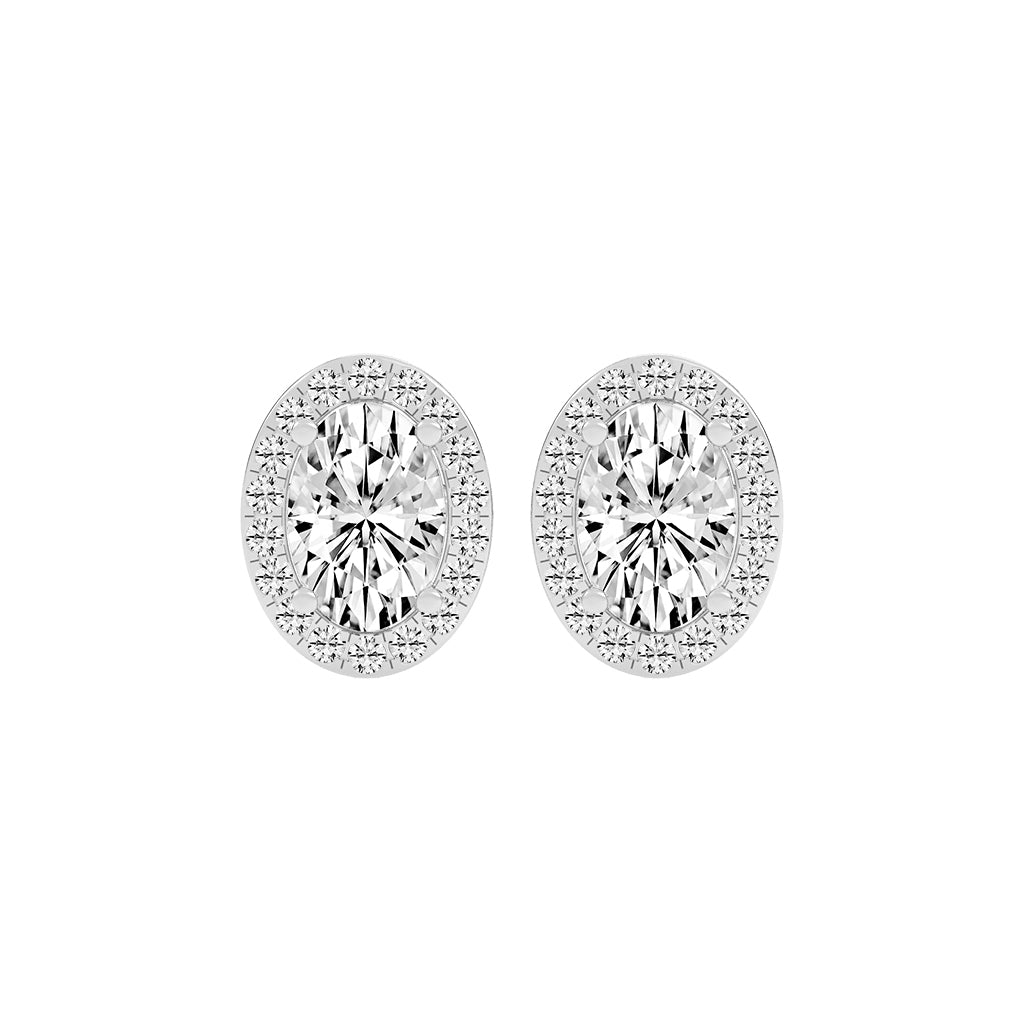 Elegant Oval Halo Brilliance Diamond Studs