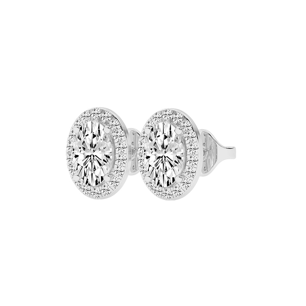 Elegant Oval Halo Brilliance Diamond Studs