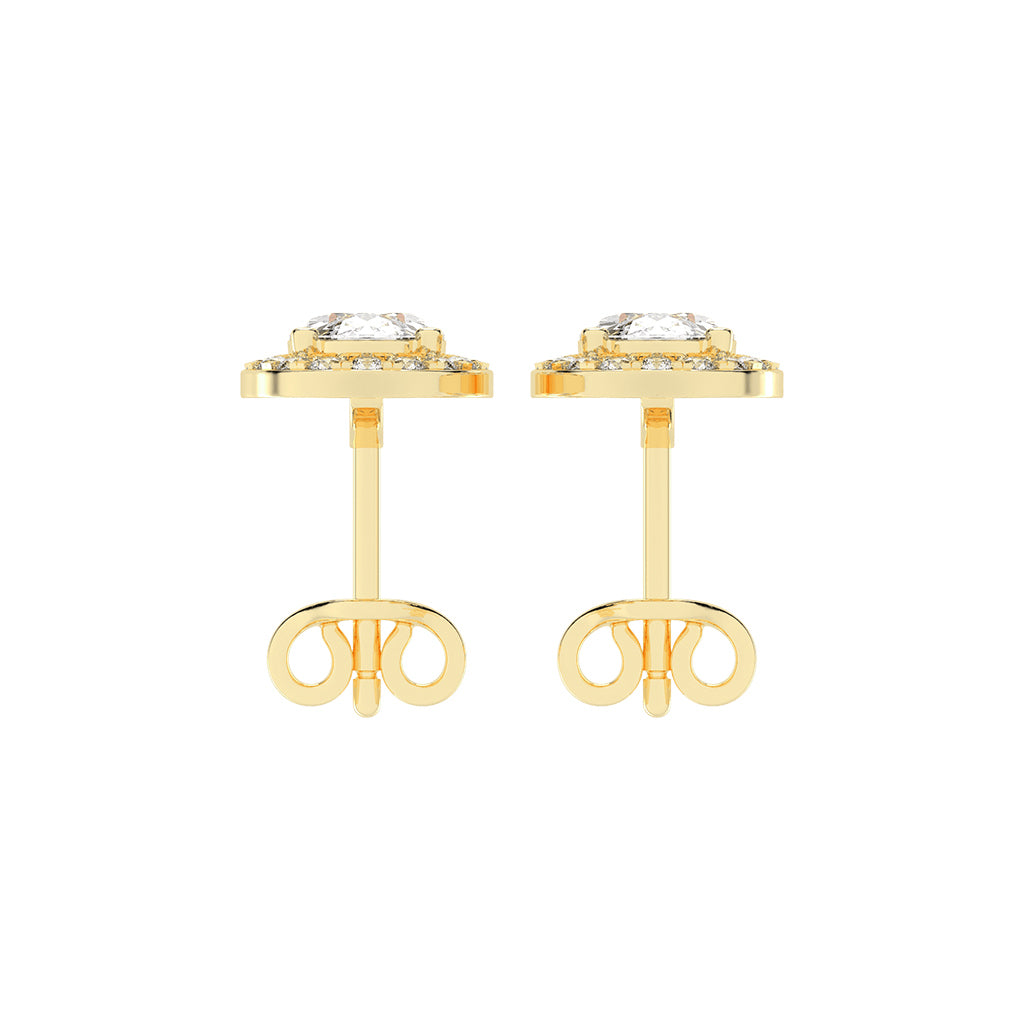 Elegant Oval Halo Brilliance Diamond Studs