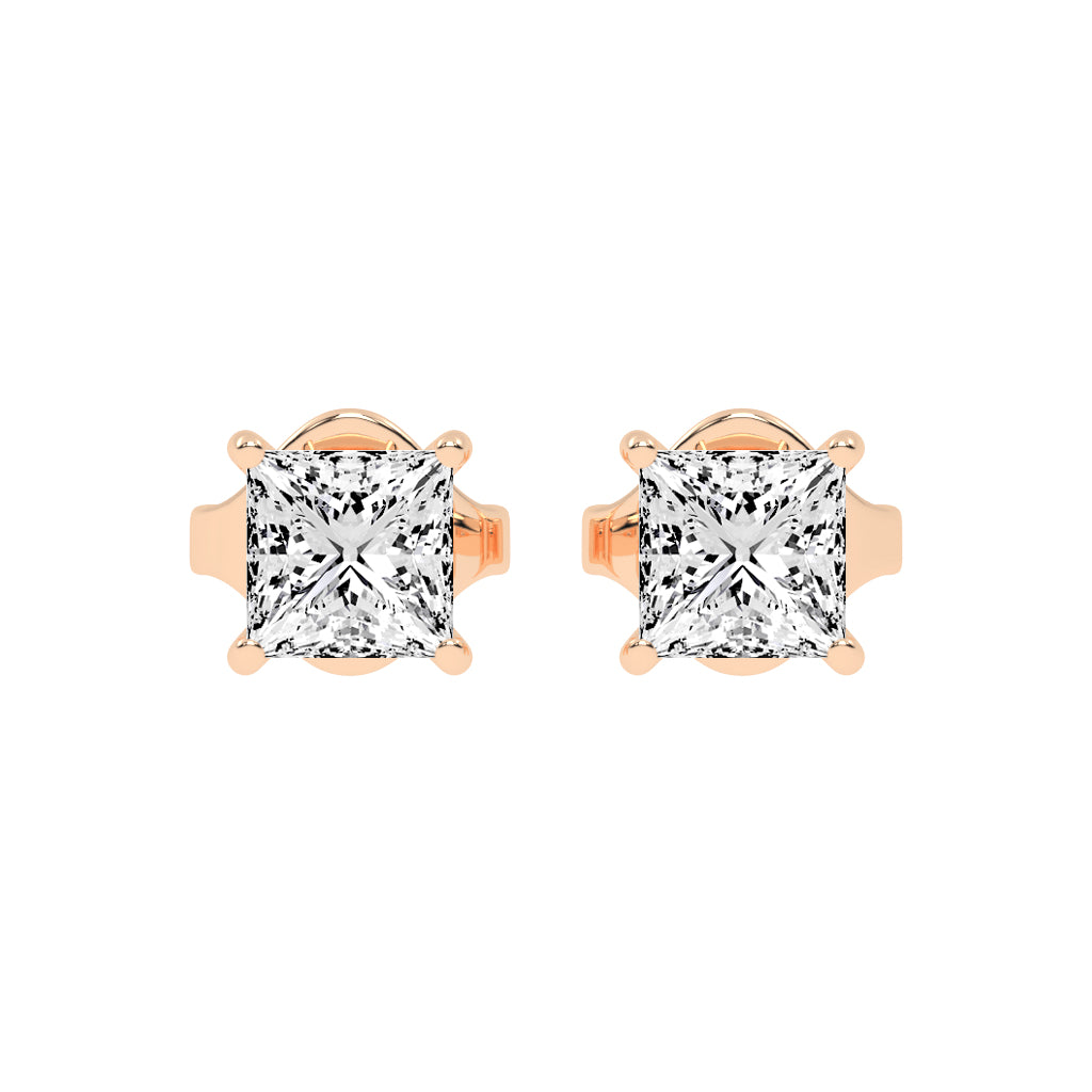 Princess-Cut Solitaire Studs