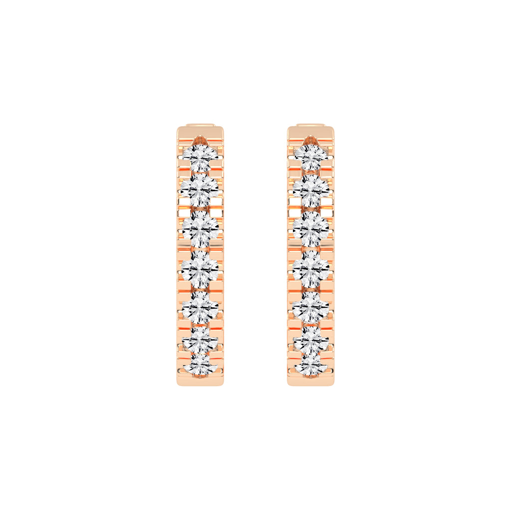 Triple Row Pave Hoop Earrings