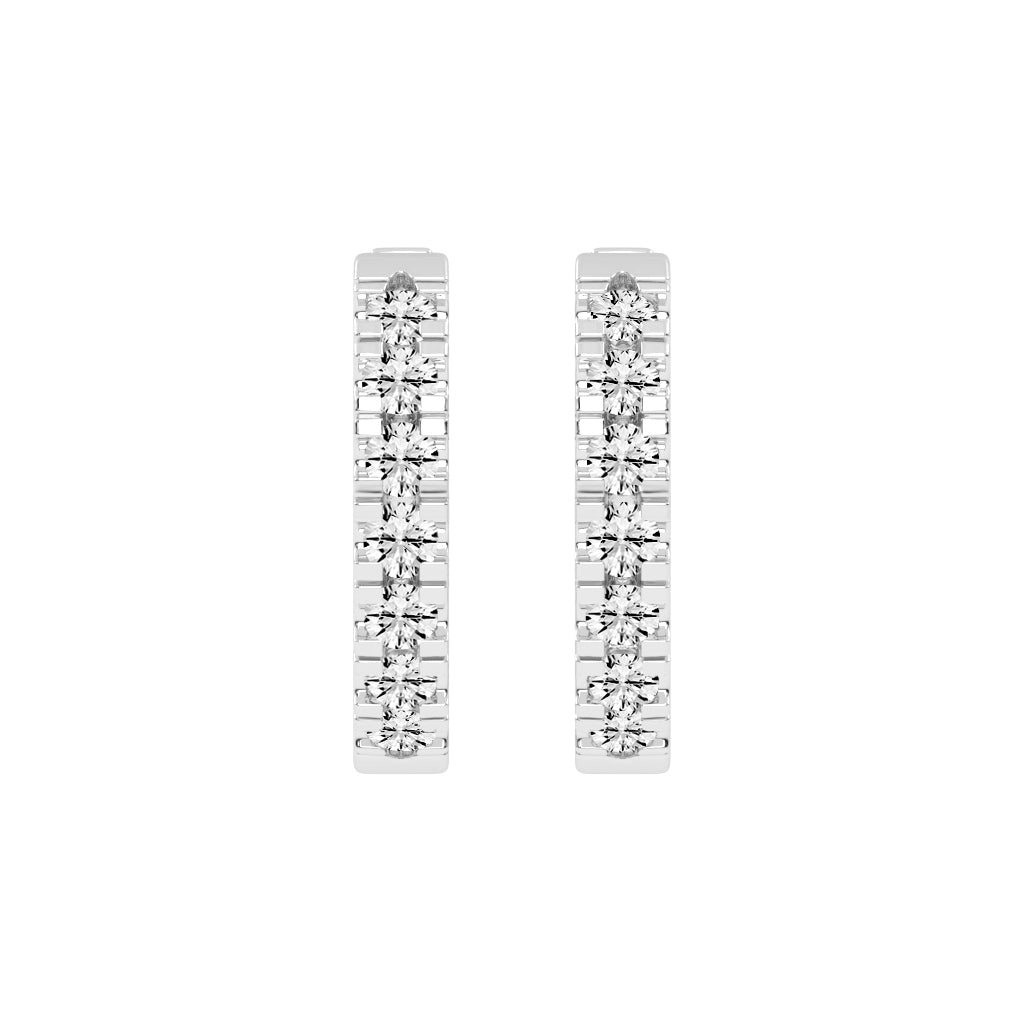 Triple Row Pave Hoop Earrings