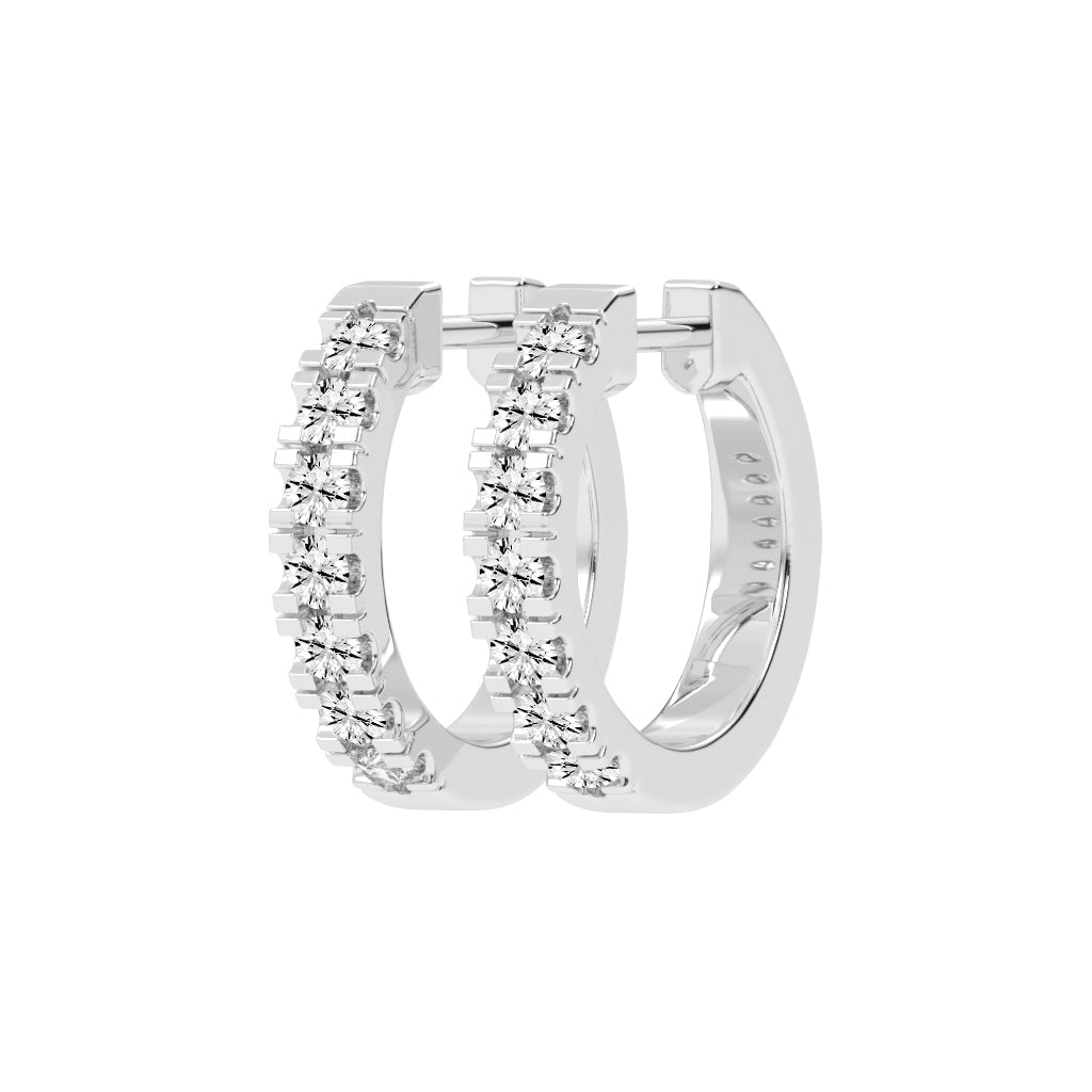Triple Row Pave Hoop Earrings