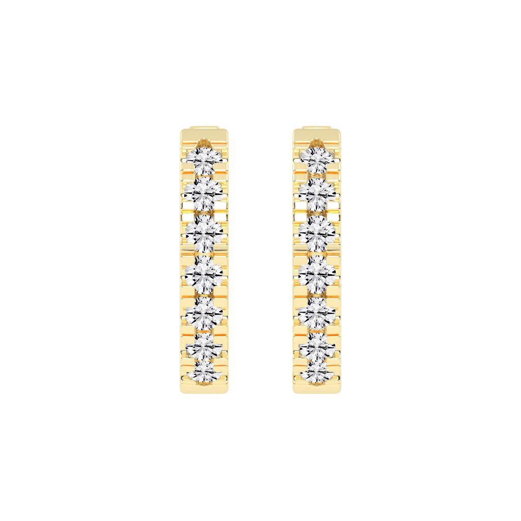 Triple Row Pave Hoop Earrings
