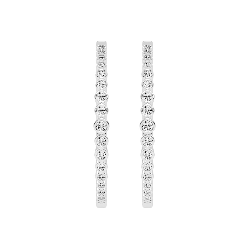 Bezel-Set Eternity Hoop Earrings