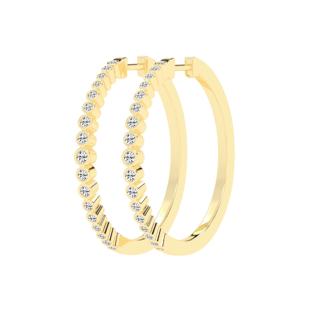 Bezel-Set Eternity Hoop Earrings