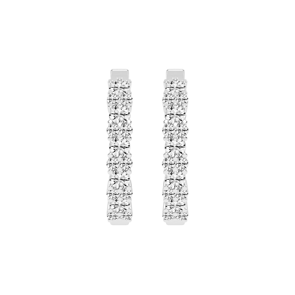 Double Row Pave Hoop Earrings