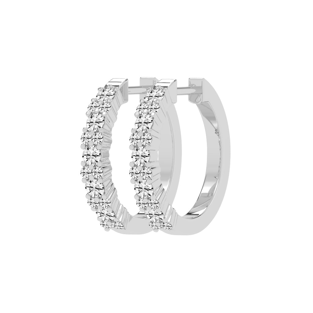 Double Row Pave Hoop Earrings