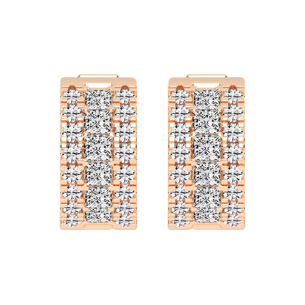 Multi-Row Princess Cut Hoop Earrings