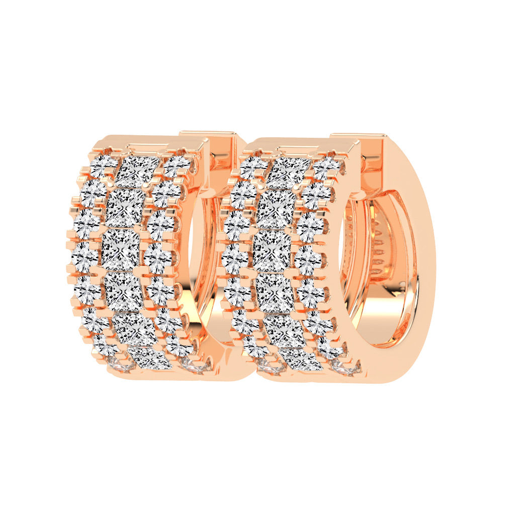 Multi-Row Princess Cut Hoop Earrings