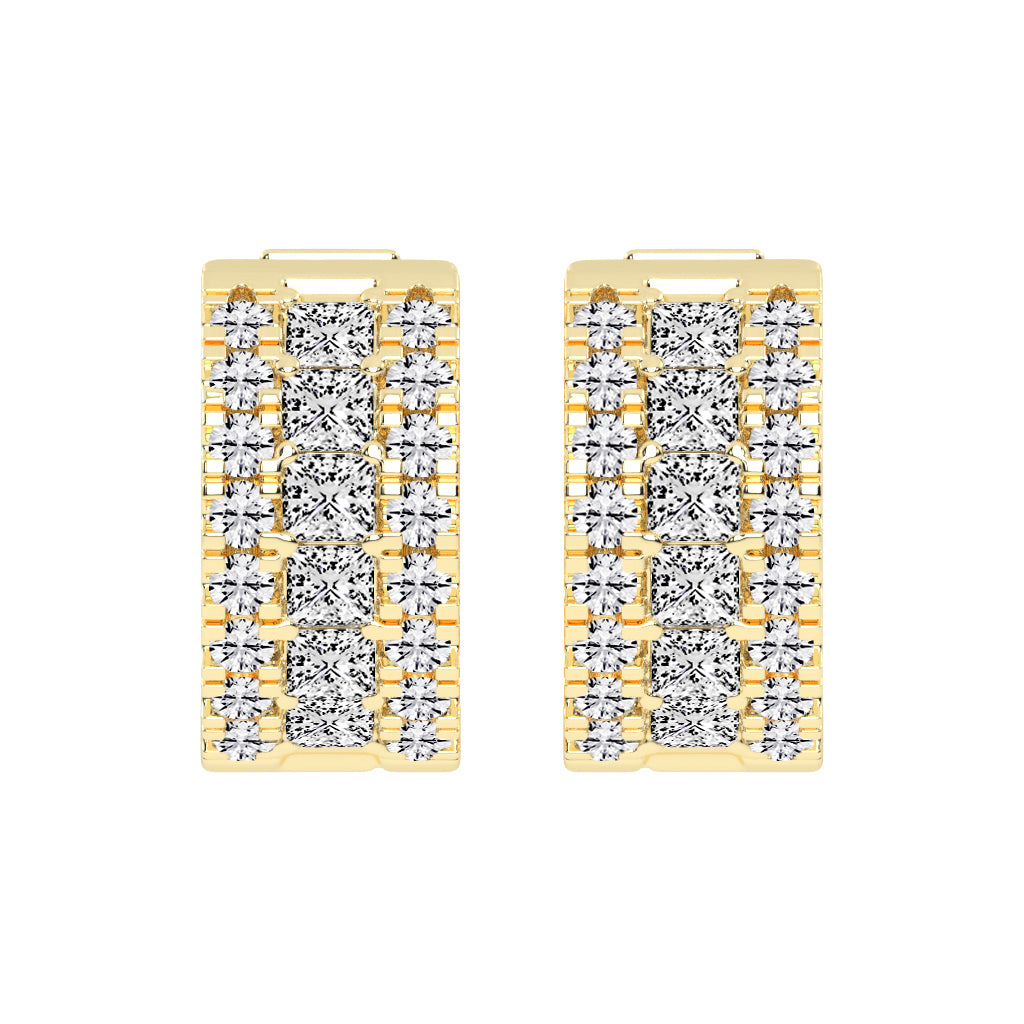 Multi-Row Princess Cut Hoop Earrings