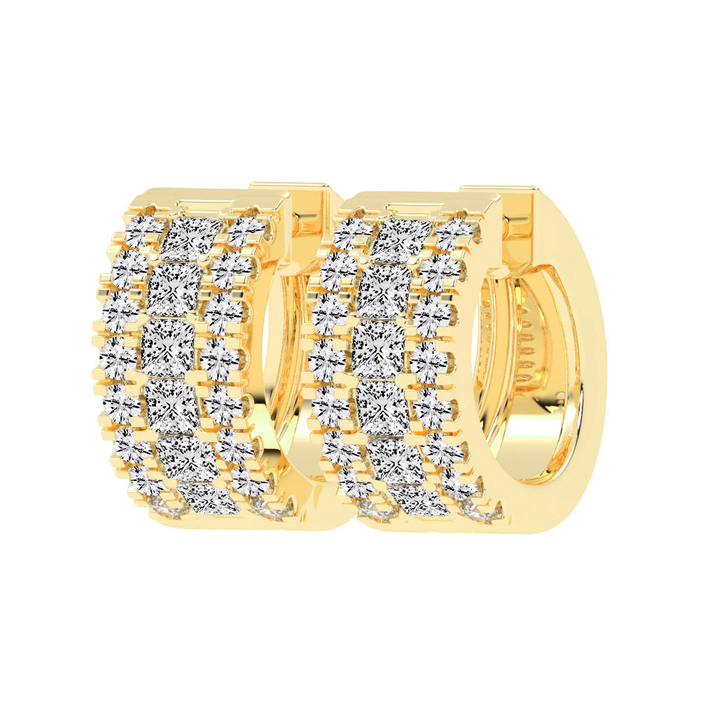 Multi-Row Princess Cut Hoop Earrings