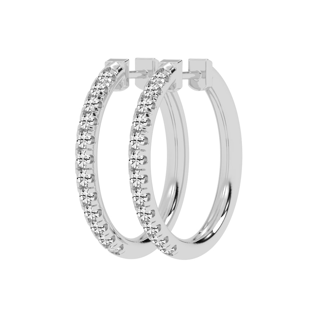 Slender Pave Hoop Earrings