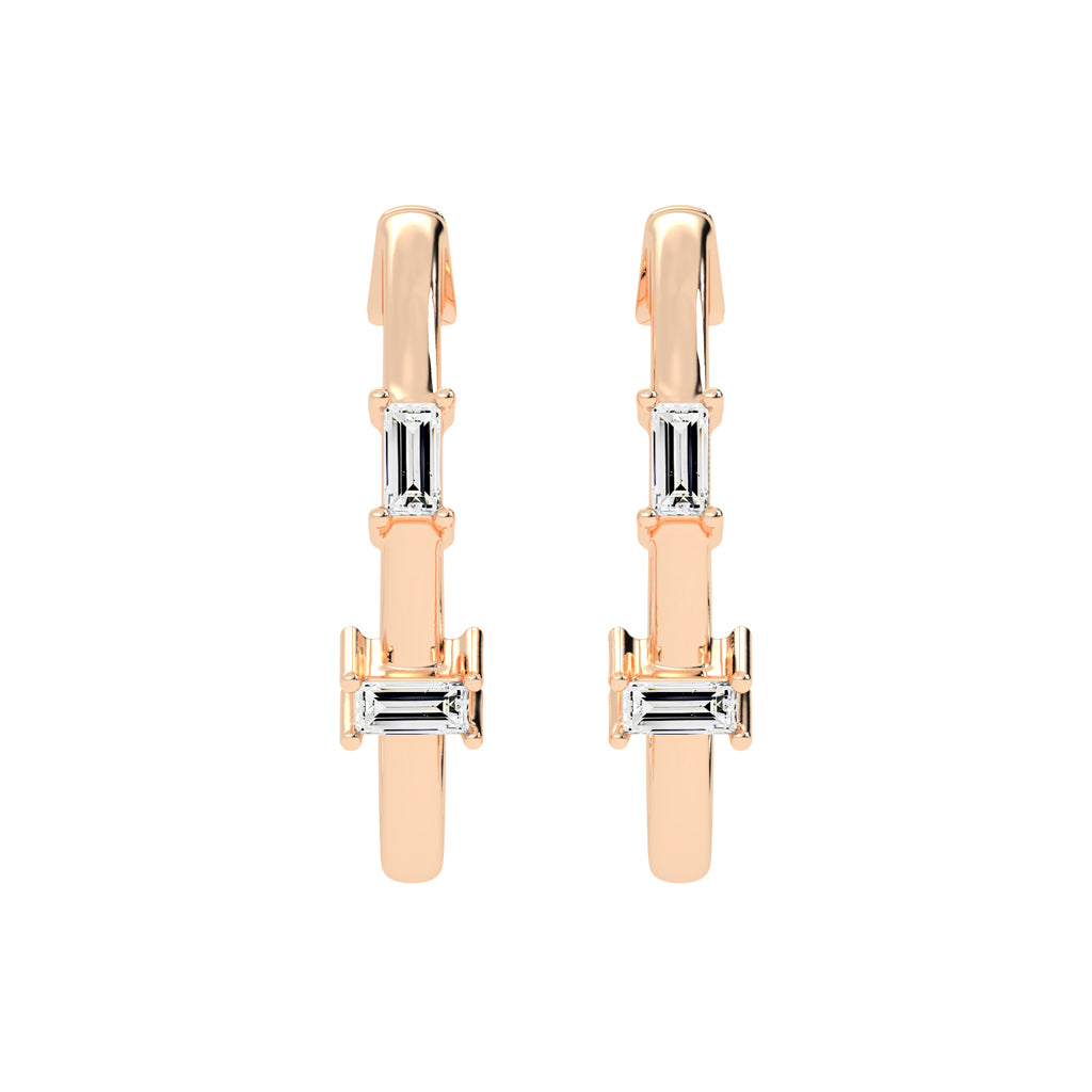 Architectural Gleam Baguette Diamond Hoops
