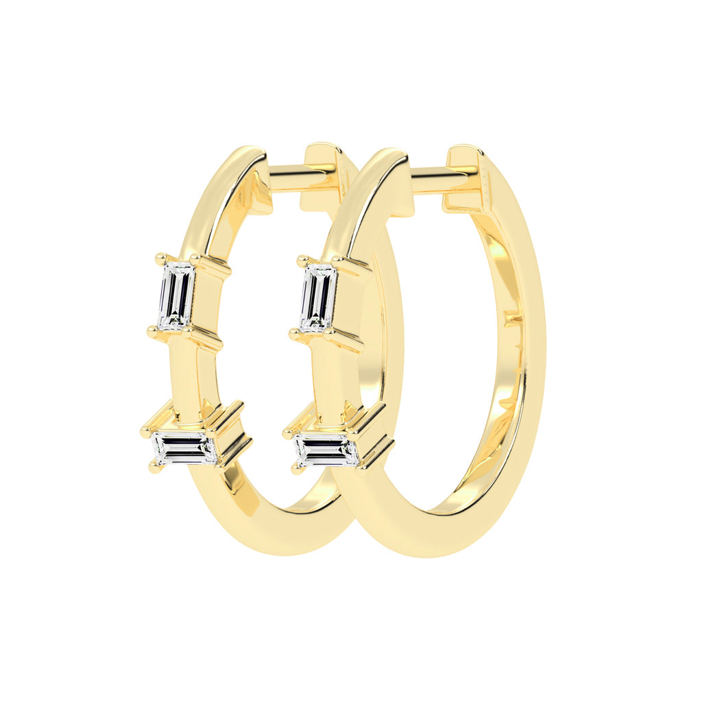 Architectural Gleam Baguette Diamond Hoops