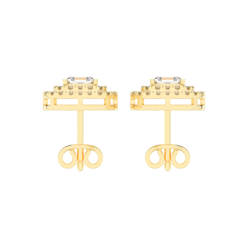 Emerald Majesty Double Halo Stud Earrings