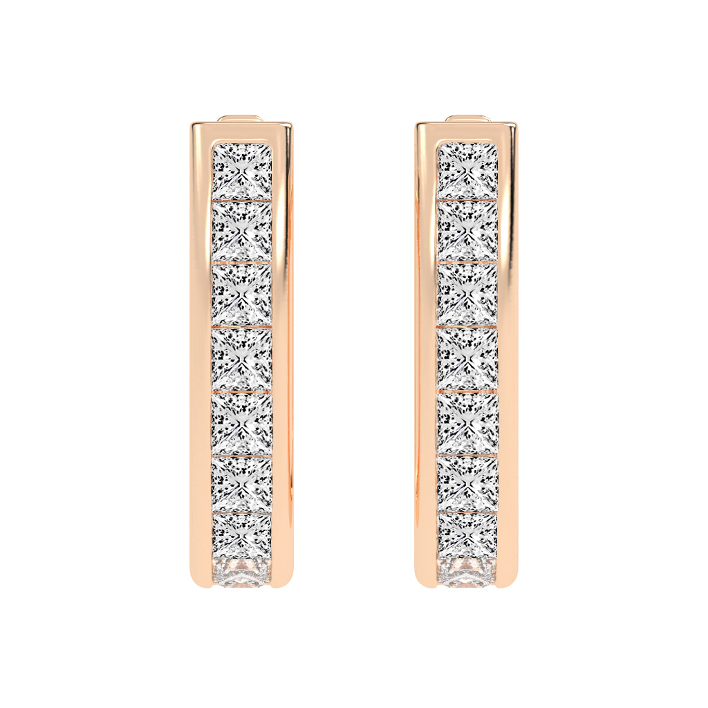 Regal Princess Cut Diamond Bar Earrings