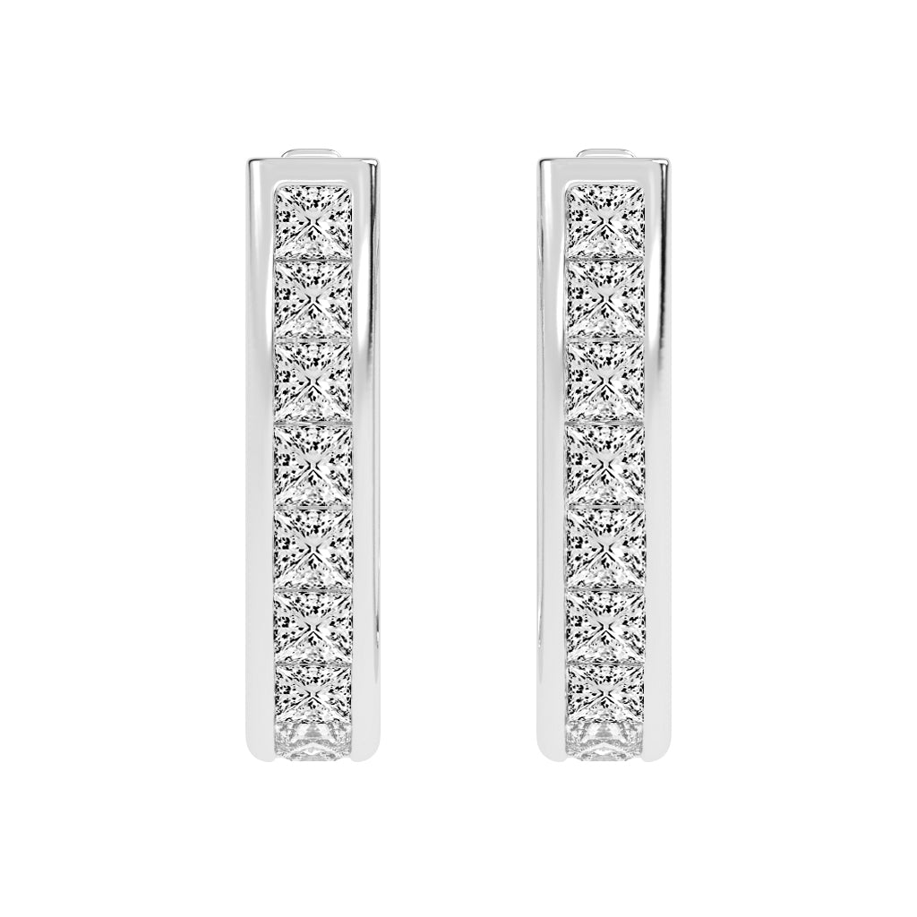 Regal Princess Cut Diamond Bar Earrings
