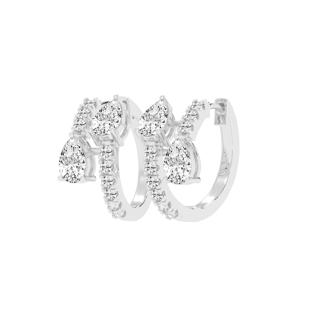 Cascading Pear Diamond Huggie Earrings