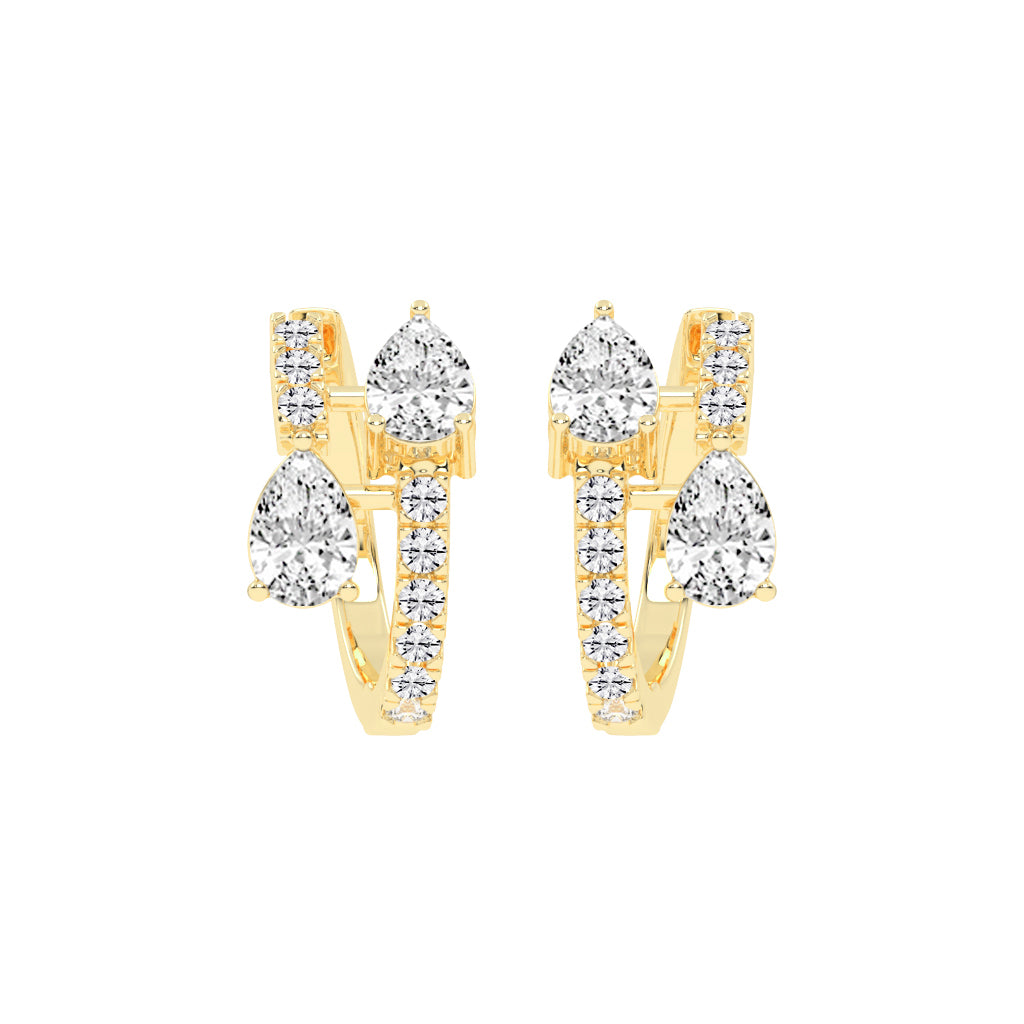 Cascading Pear Diamond Huggie Earrings