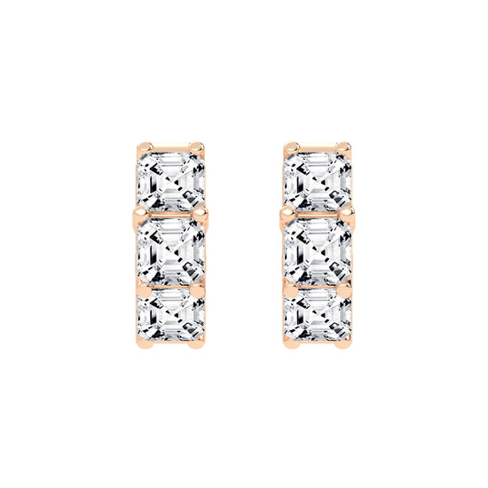 Stacked Asscher-Cut Diamond Bar Studs