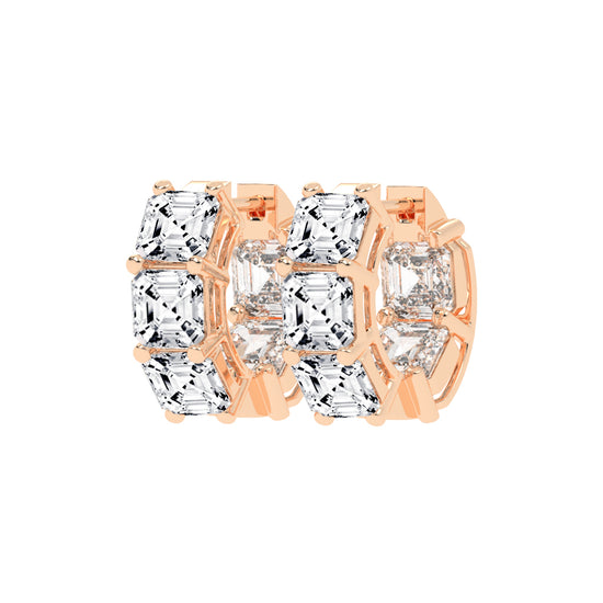 Stacked Asscher-Cut Diamond Bar Studs