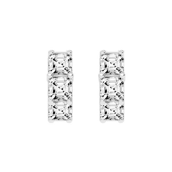 Stacked Asscher-Cut Diamond Bar Studs