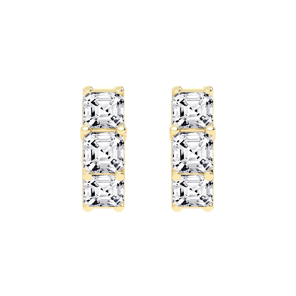 Stacked Asscher-Cut Diamond Bar Studs