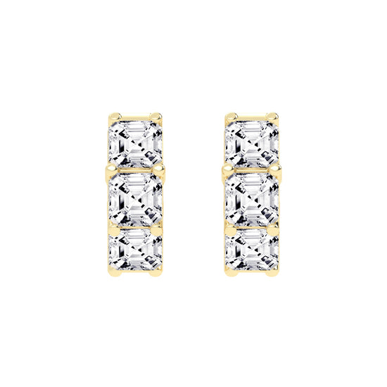 Stacked Asscher-Cut Diamond Bar Studs