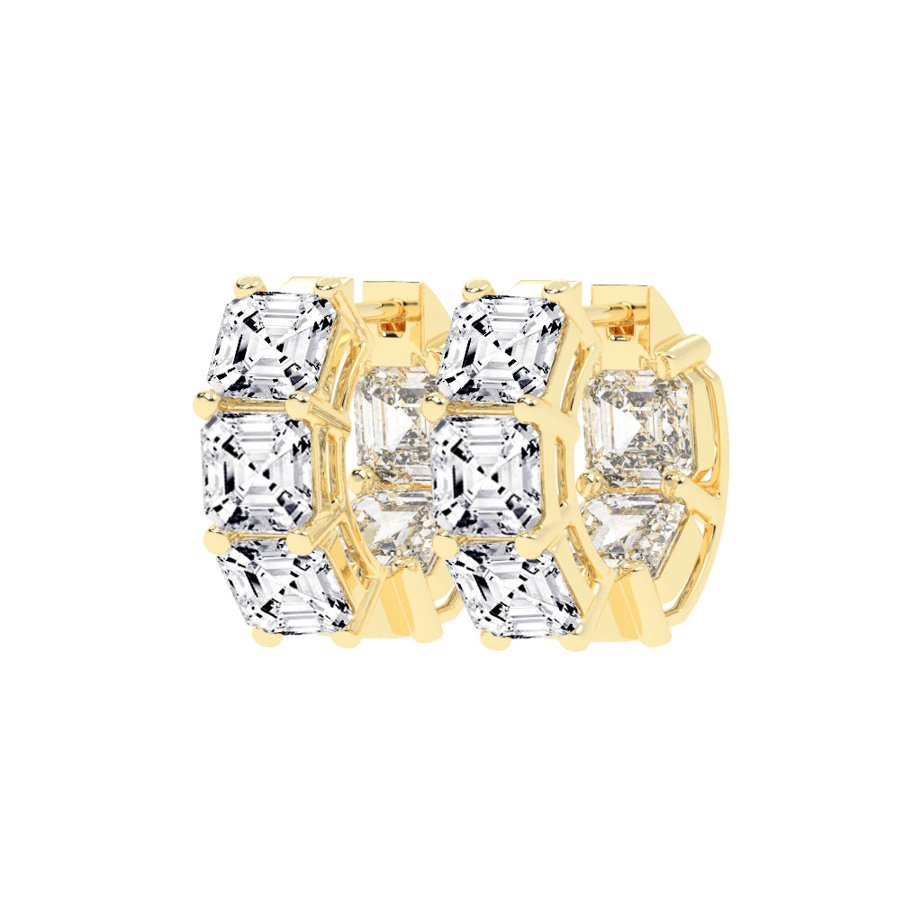 Stacked Asscher-Cut Diamond Bar Studs