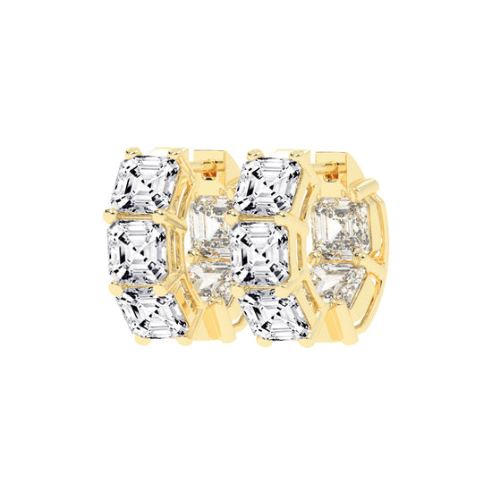 Stacked Asscher-Cut Diamond Bar Studs