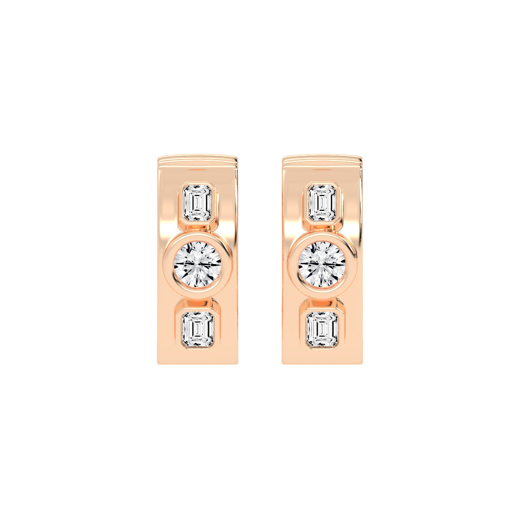 Mixed-Cut Diamond Essence Bar Earrings