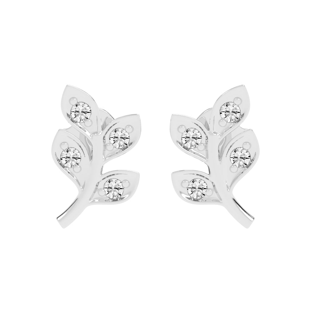 Sparkling Leaf Whispers Stud Earrings