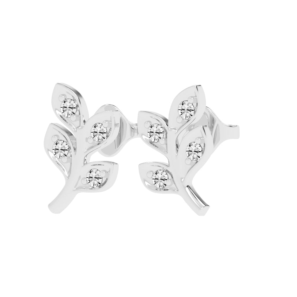Sparkling Leaf Whispers Stud Earrings