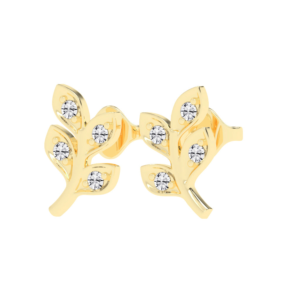 Sparkling Leaf Whispers Stud Earrings