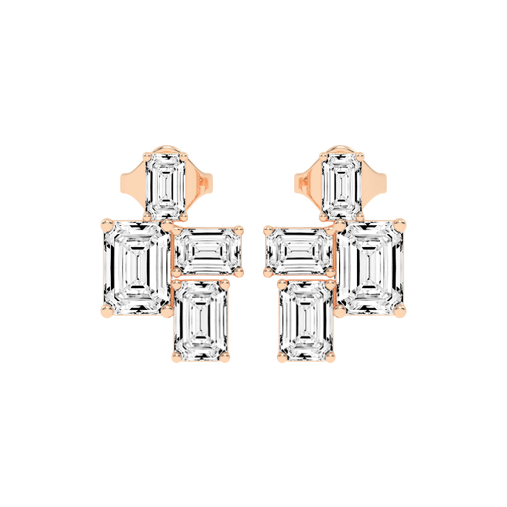 Emerald-Cut Cluster Studs