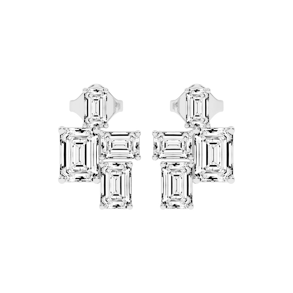 Emerald-Cut Cluster Studs