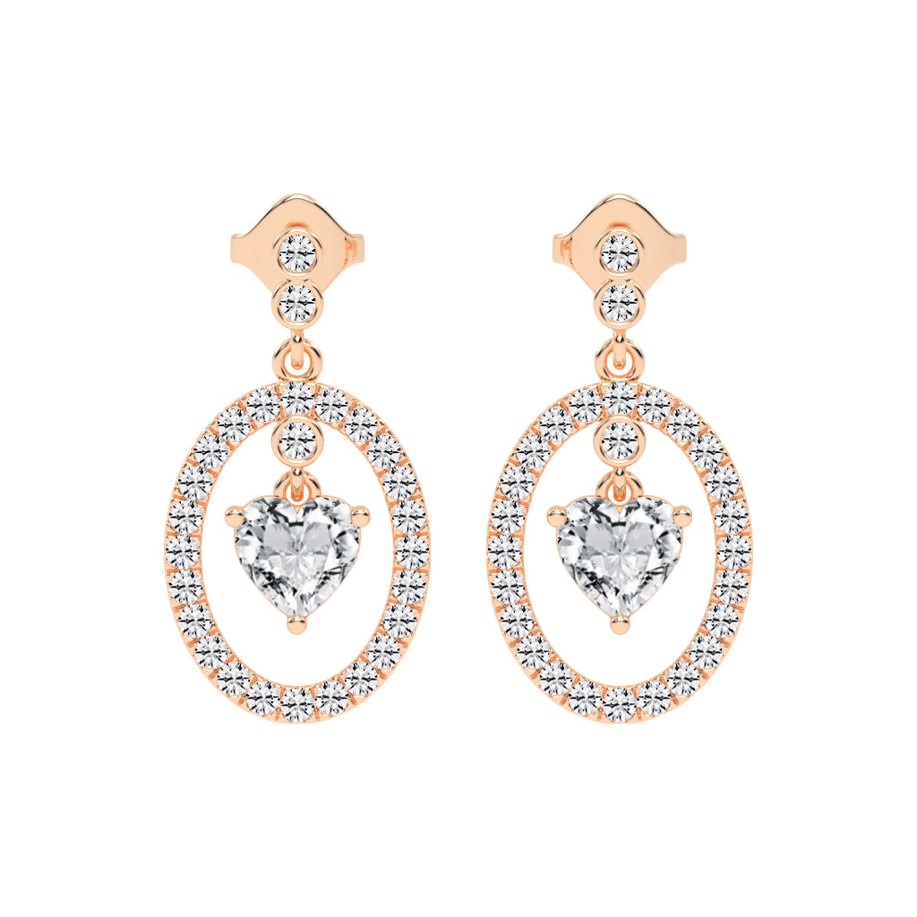 Heart in Halo Drop Earrings