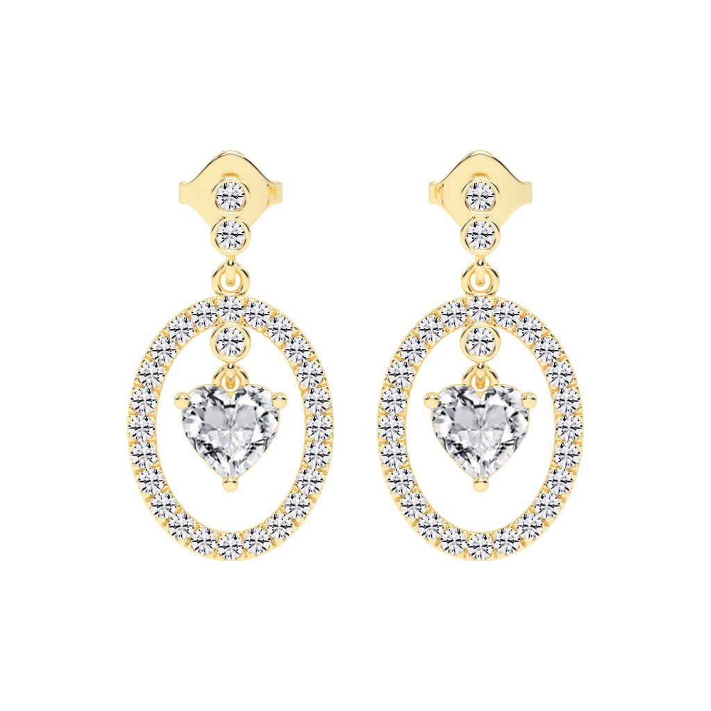 Heart in Halo Drop Earrings